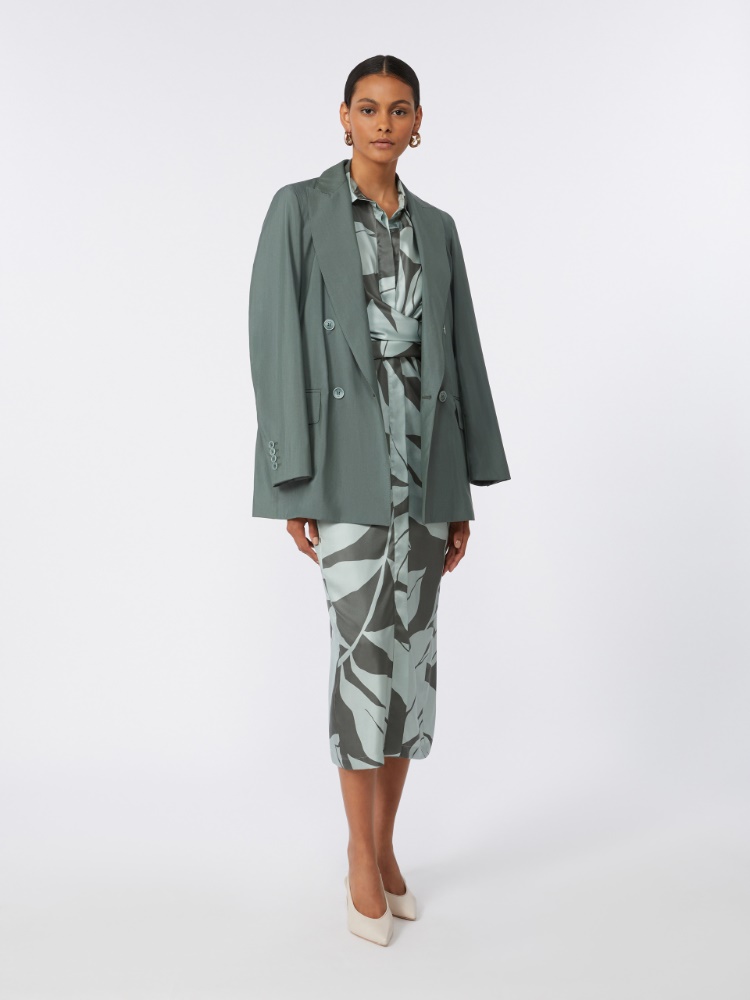 Hemdblusenkleid aus bedruckter Seide - GRUEN - Max Mara