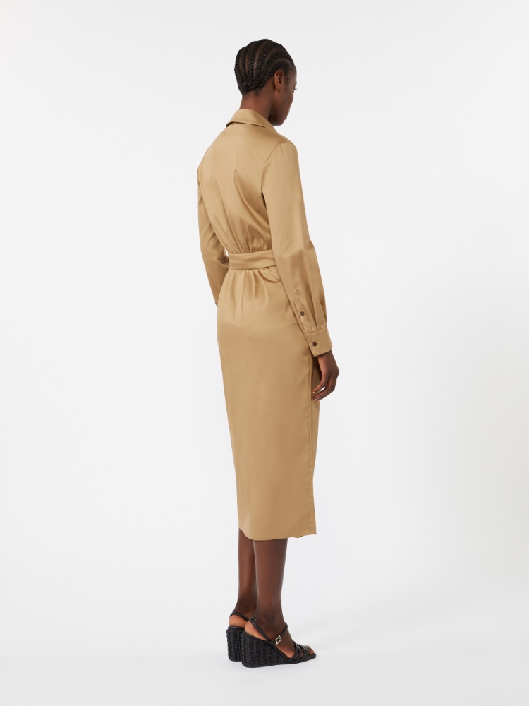 Cotton satin shirt dress - DESERT - 3