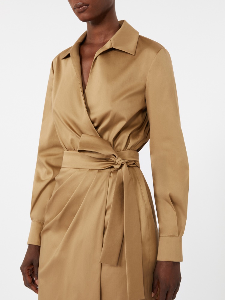 Cotton satin shirt dress - DESERT - 4