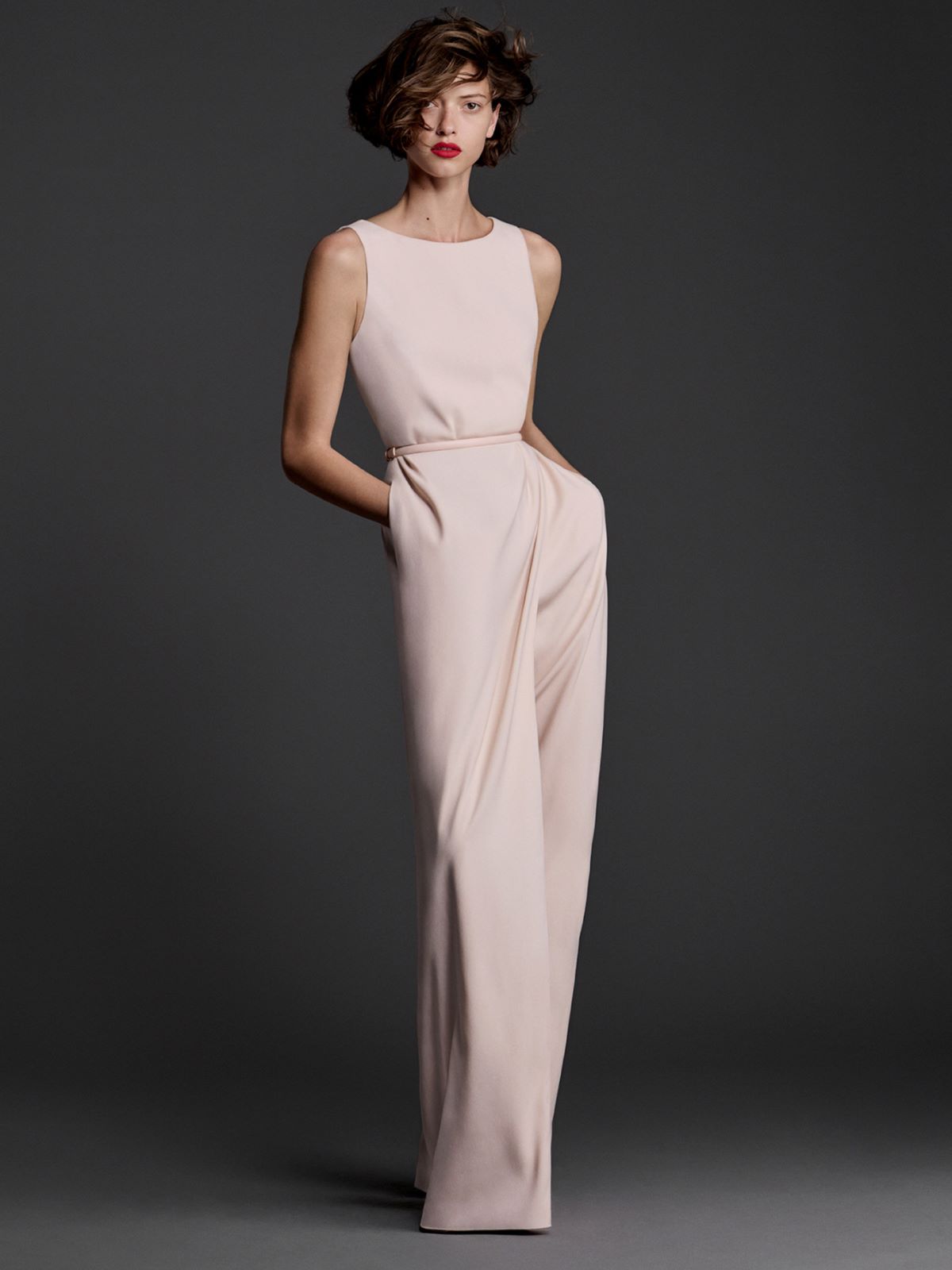 Stretch envers satin jumpsuit - POWDER