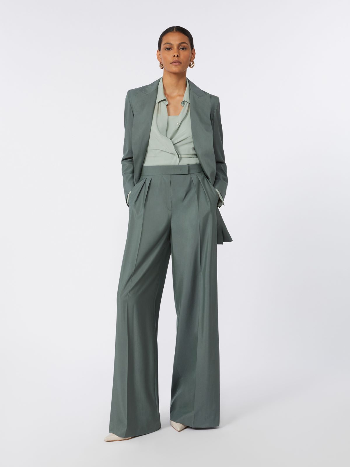 골포 실크 셔츠 + SAGE GREEN - Max Mara
