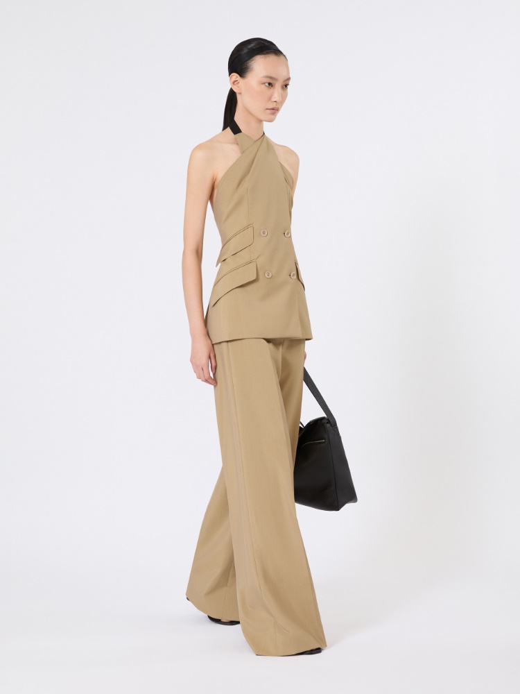 Wool and silk poplin sleeveless jacket - CAMEL - Max Mara