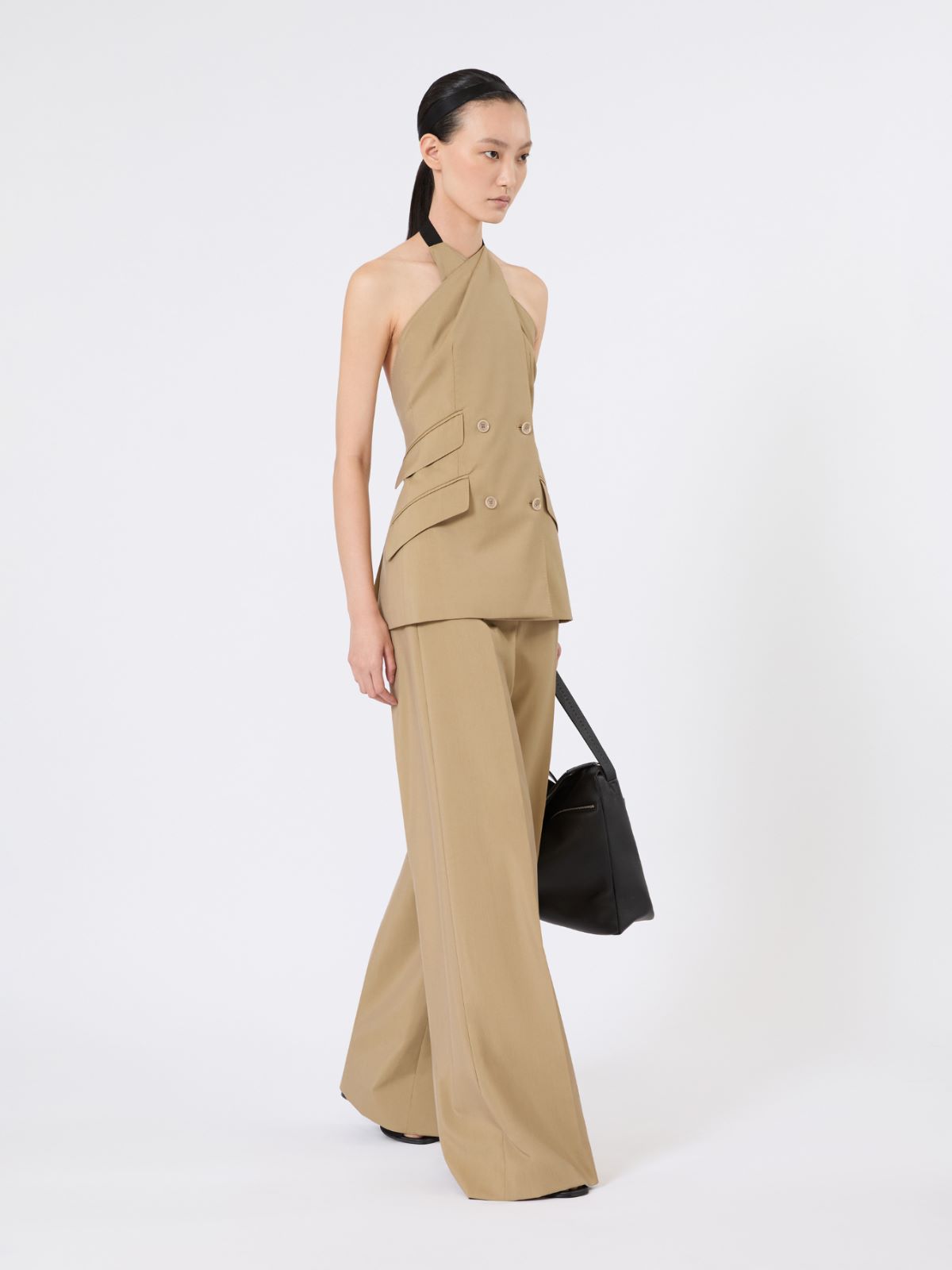 Wool and silk poplin sleeveless jacket - CAMEL - Max Mara