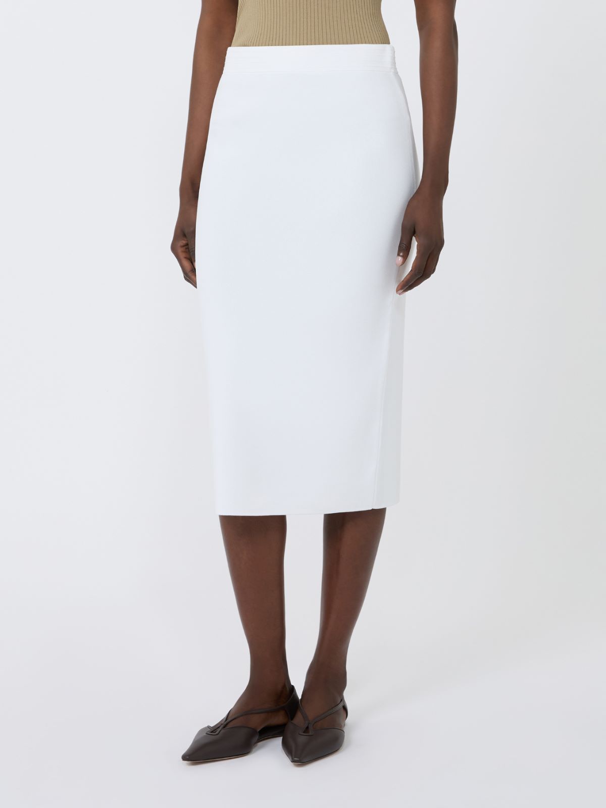 Stretch viscose yarn sheath dress - OPTICAL WHITE - Max Mara - 2
