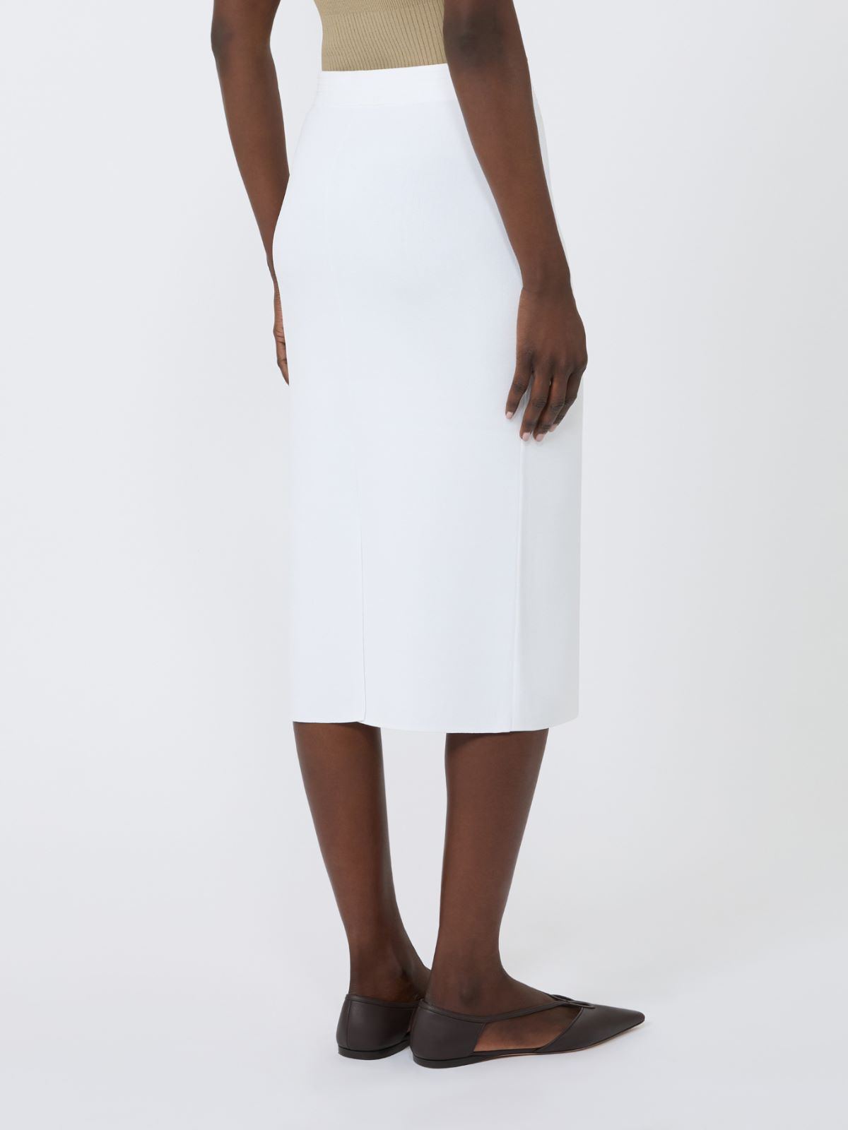 Stretch viscose yarn sheath dress - OPTICAL WHITE - Max Mara - 3