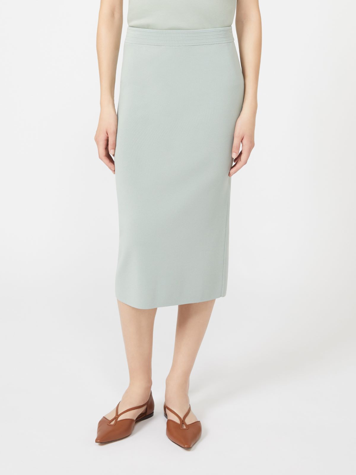 Stretch viscose yarn sheath dress - SAGE GREEN - Max Mara - 8