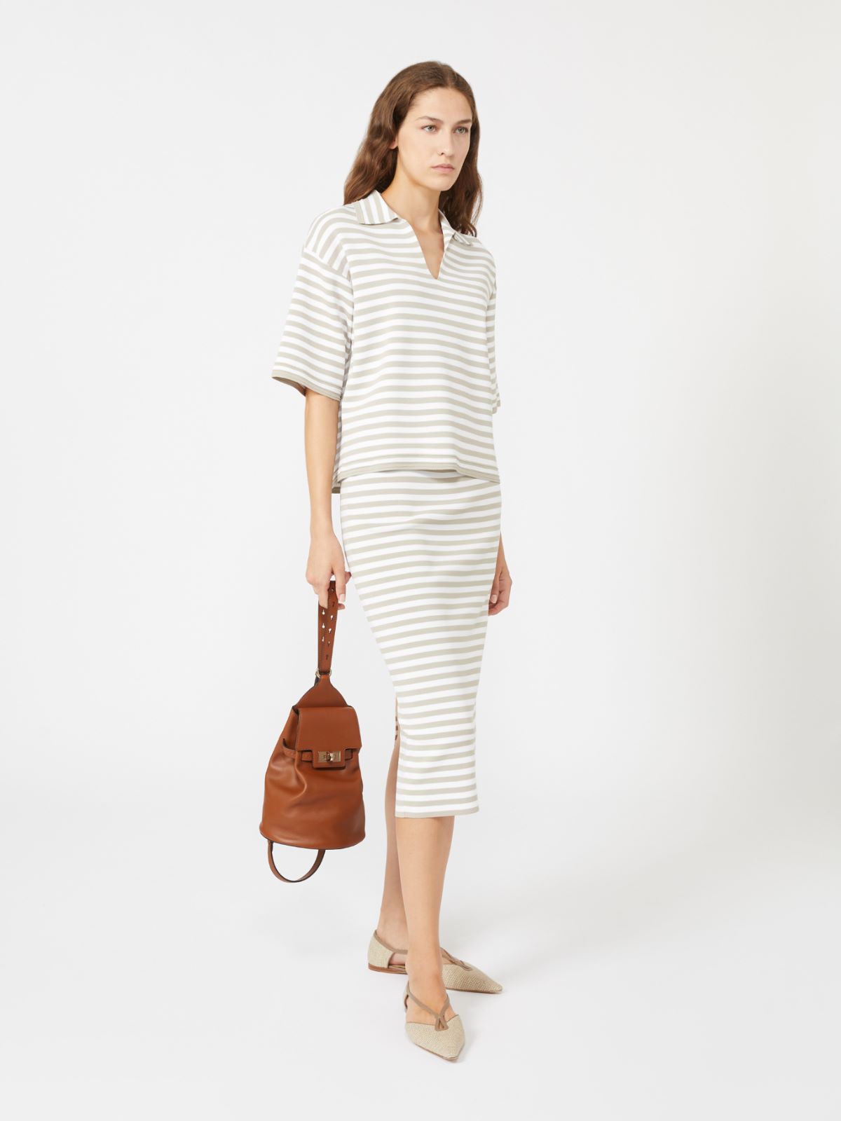 Stretch viscose yarn sheath skirt + PINK - Max Mara