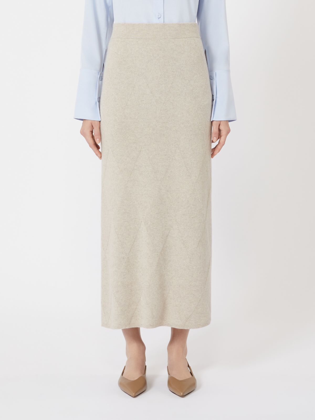 Argyle cashmere yarn skirt - BEIGE - Max Mara - 5