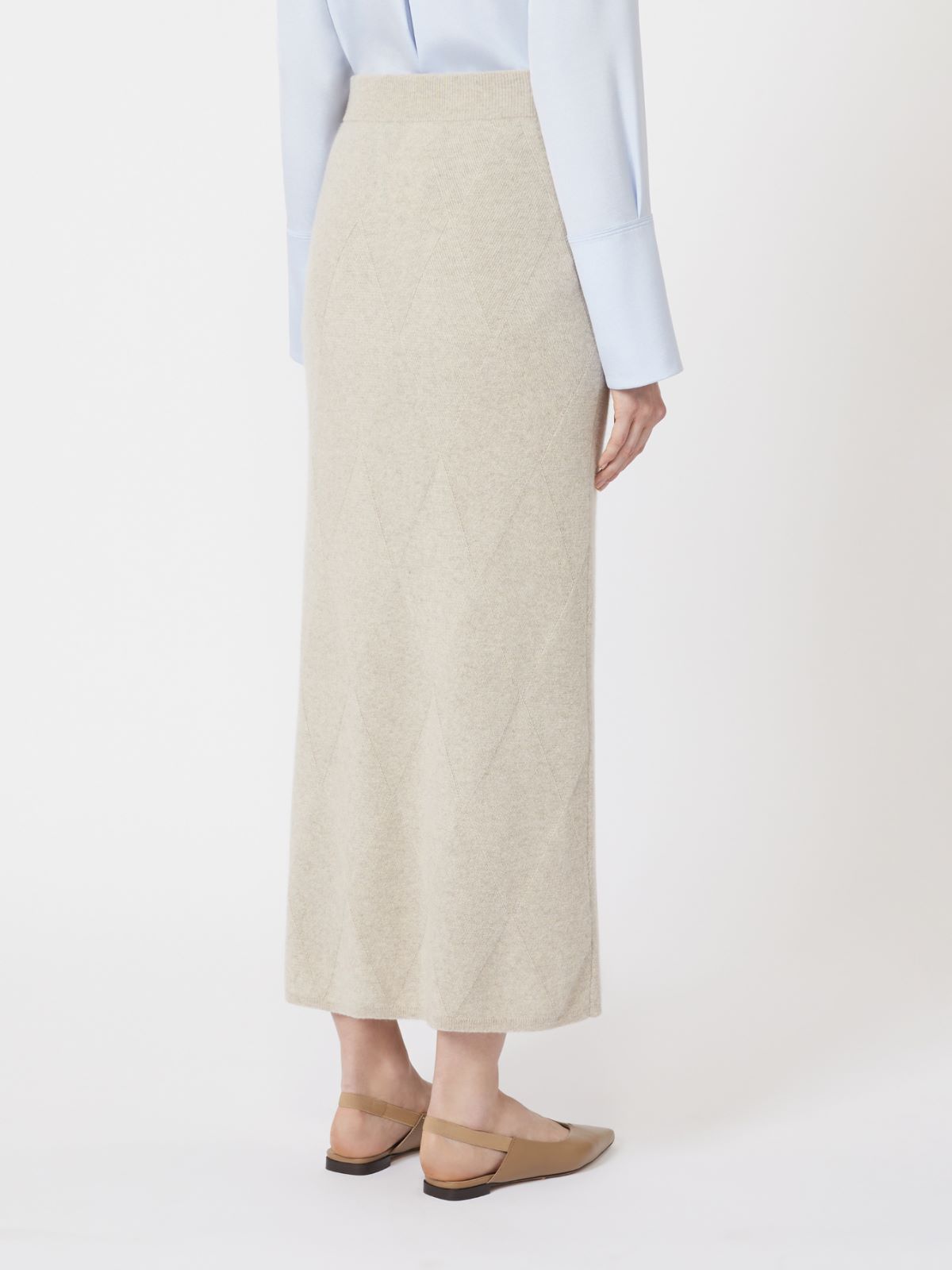 Argyle cashmere yarn skirt - BEIGE - Max Mara - 5