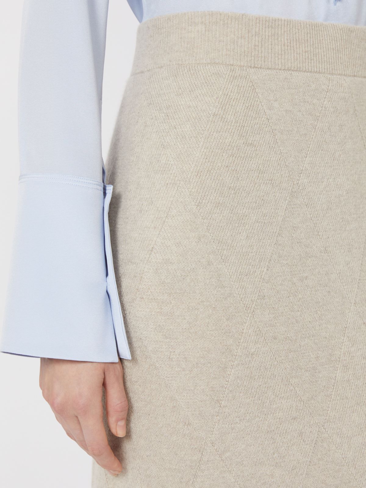 Argyle cashmere yarn skirt - BEIGE - Max Mara - 5