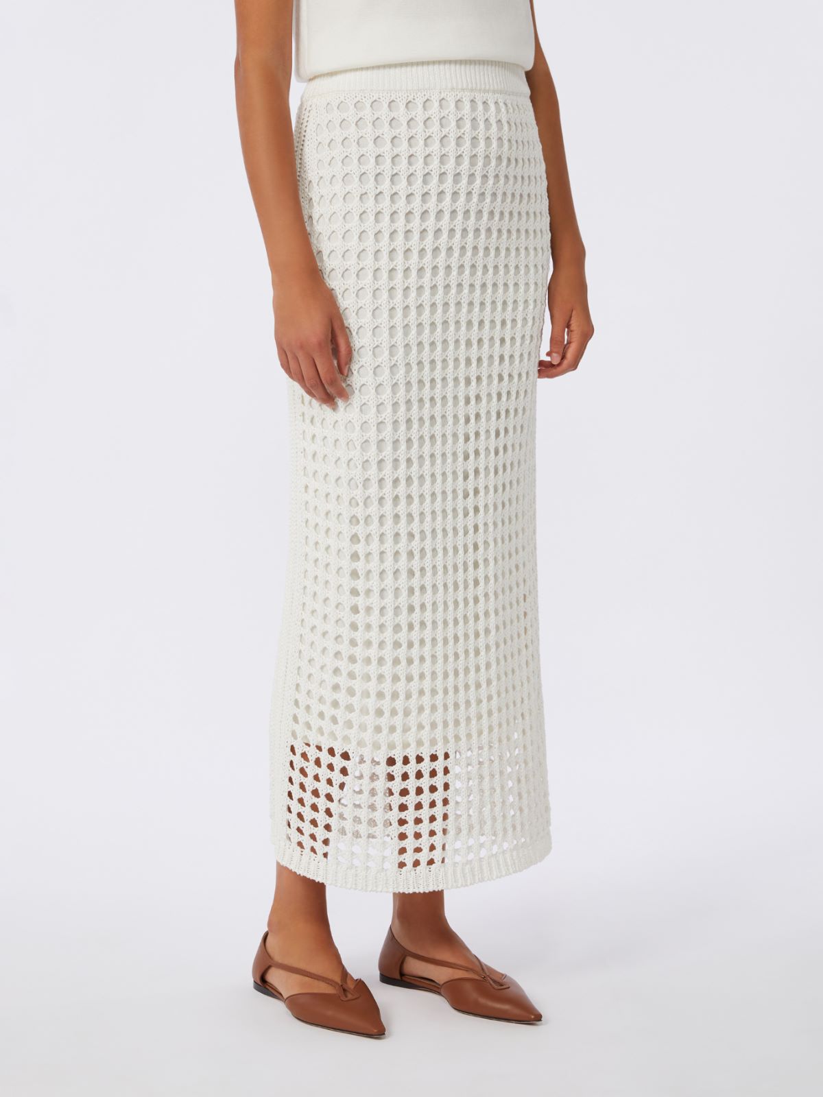 Mesh cotton skirt - OPTICAL WHITE - Max Mara - 2