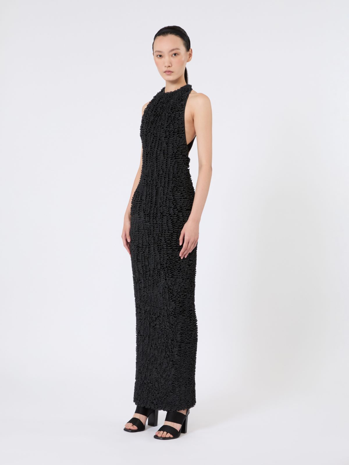 Kleid aus Viskosegarn mit Micro-Rüschen - SCHWARZ - Max Mara - 2