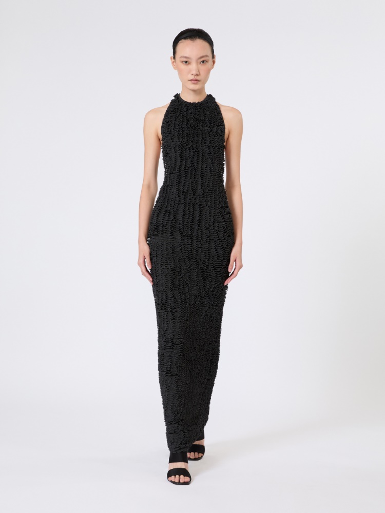 Kleid aus Viskosegarn mit Micro-Rüschen - SCHWARZ - Max Mara