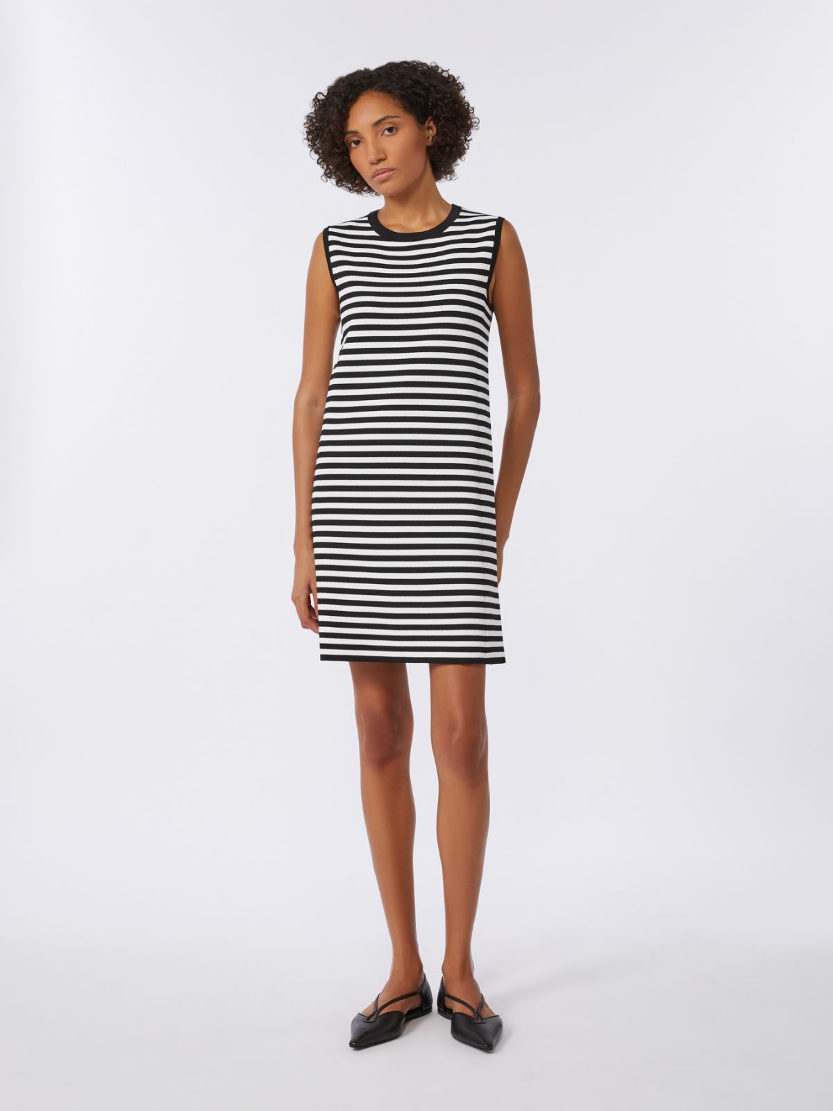 Sleeveless dress in viscose crêpe yarn - BLACK - Max Mara - 2