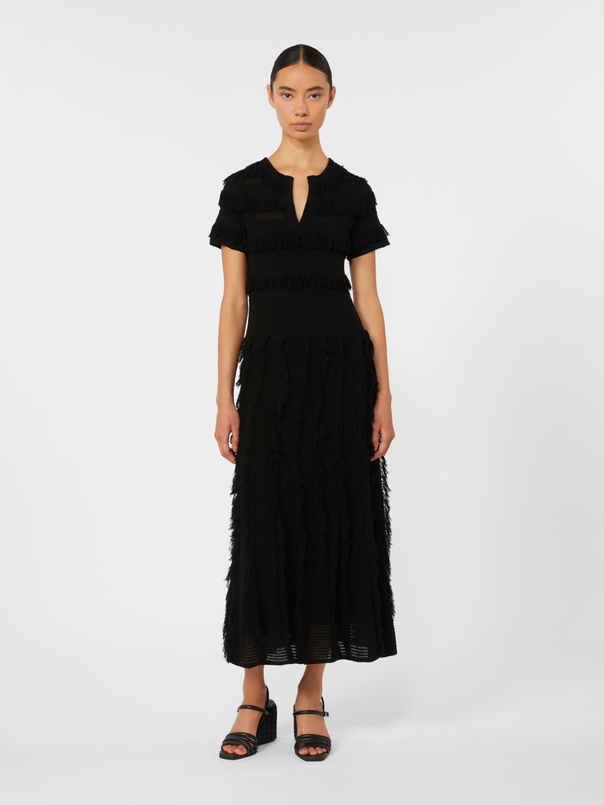 Patterned viscose yarn dress - BLACK - Max Mara - 2