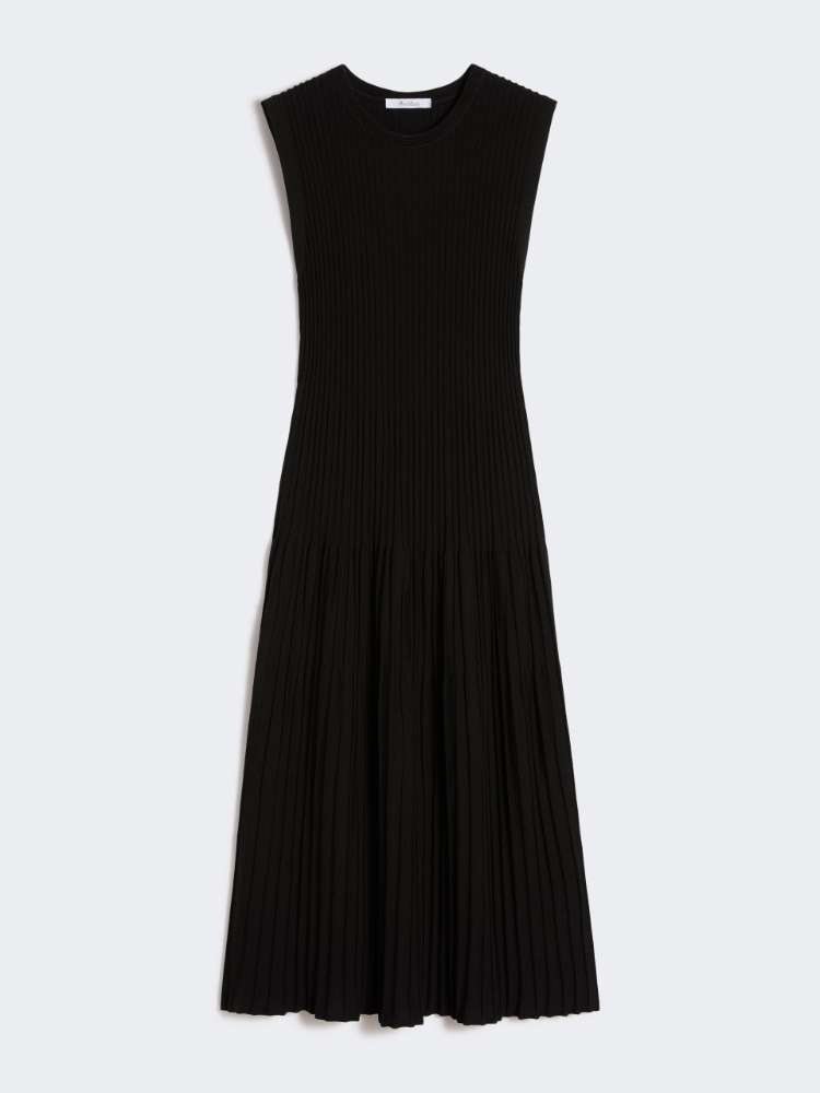 Viscose crêpe yarn dress - BLACK - Max Mara