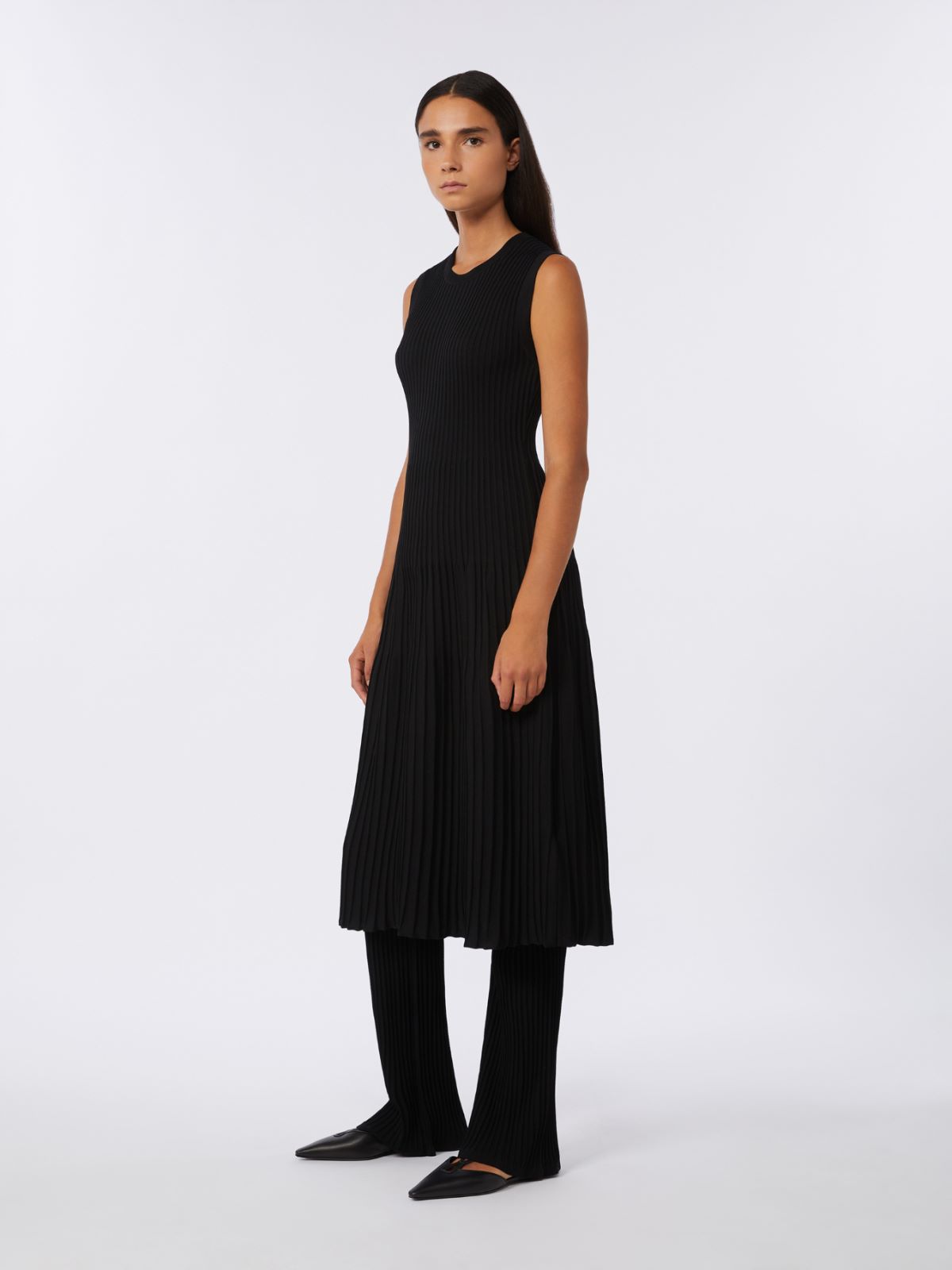 Viscose crêpe yarn dress - BLACK - Max Mara - 8