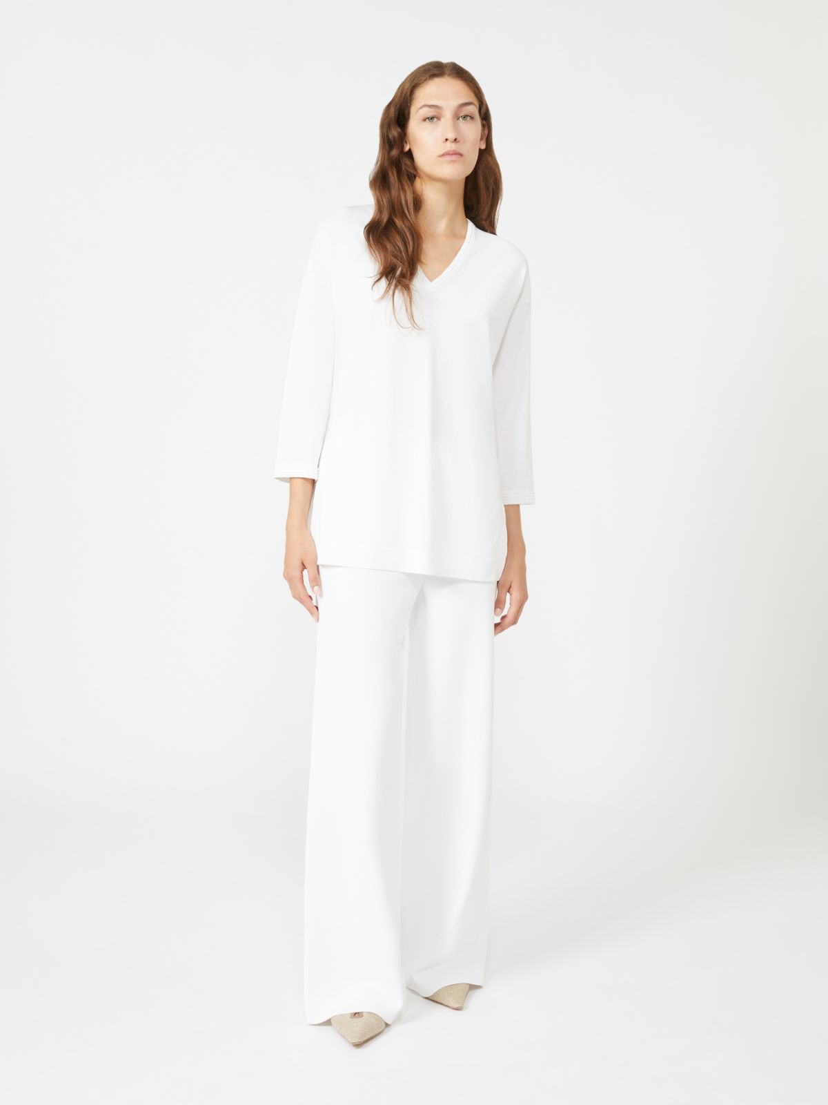 Viscose crêpe yarn trousers - OPTICAL WHITE - Max Mara - 9