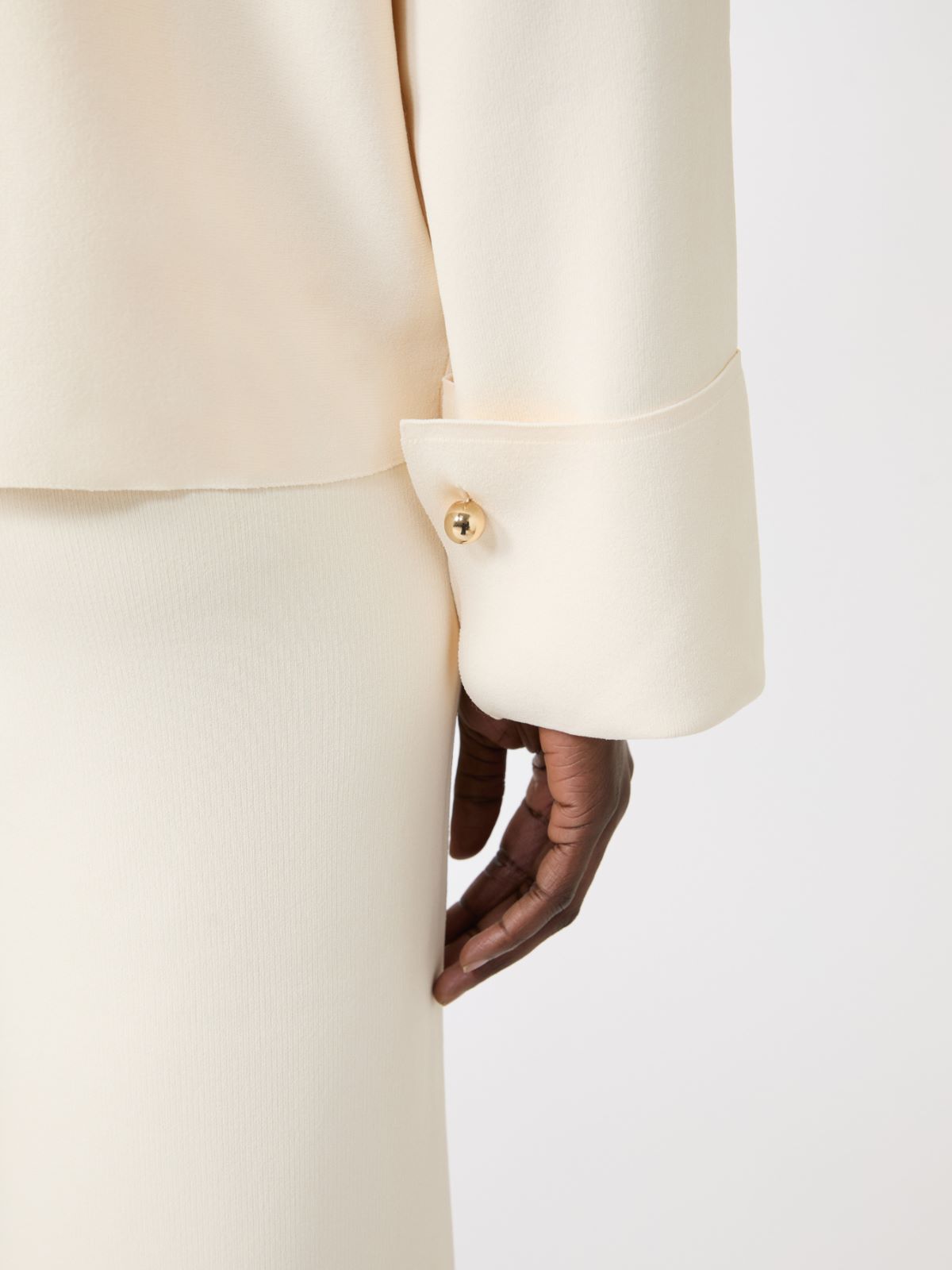 Viscose crêpe yarn cardigan - IVORY - Max Mara - 11