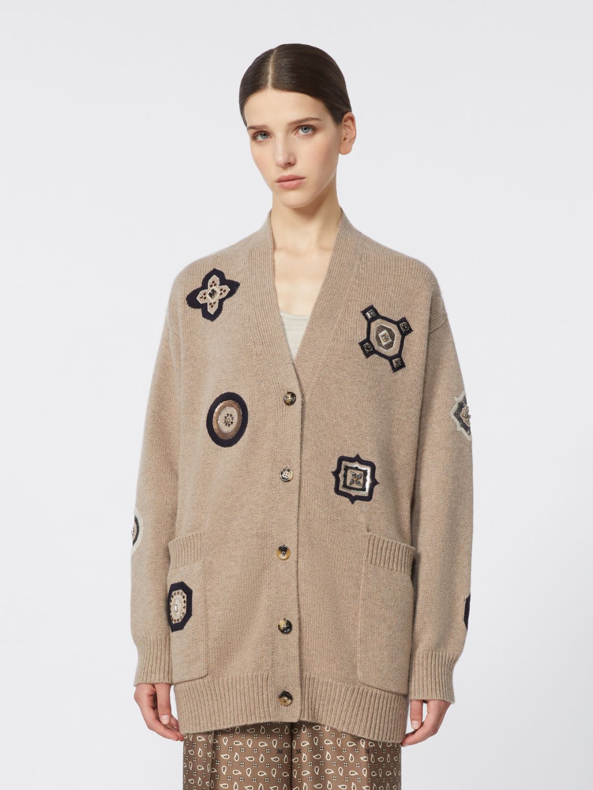 Long wool and cashmere cardigan - SAND - Max Mara - 6