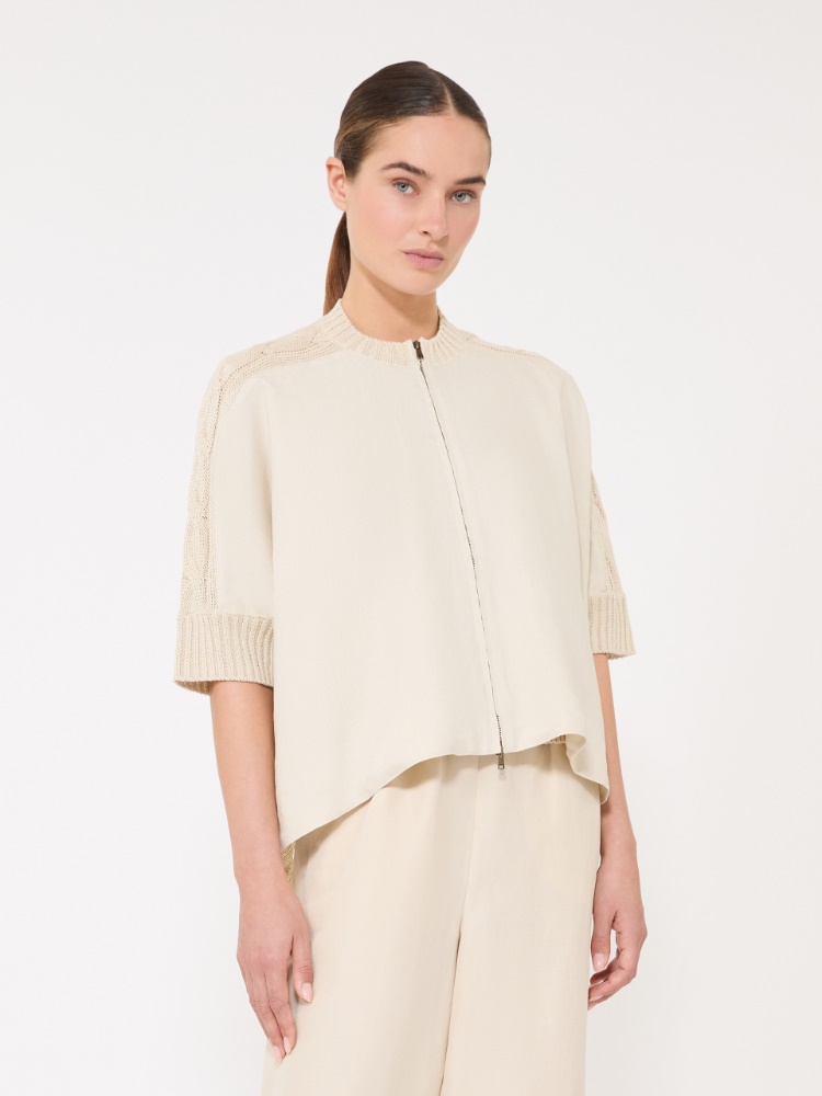 Linen yarn cardigan - BEIGE - 2