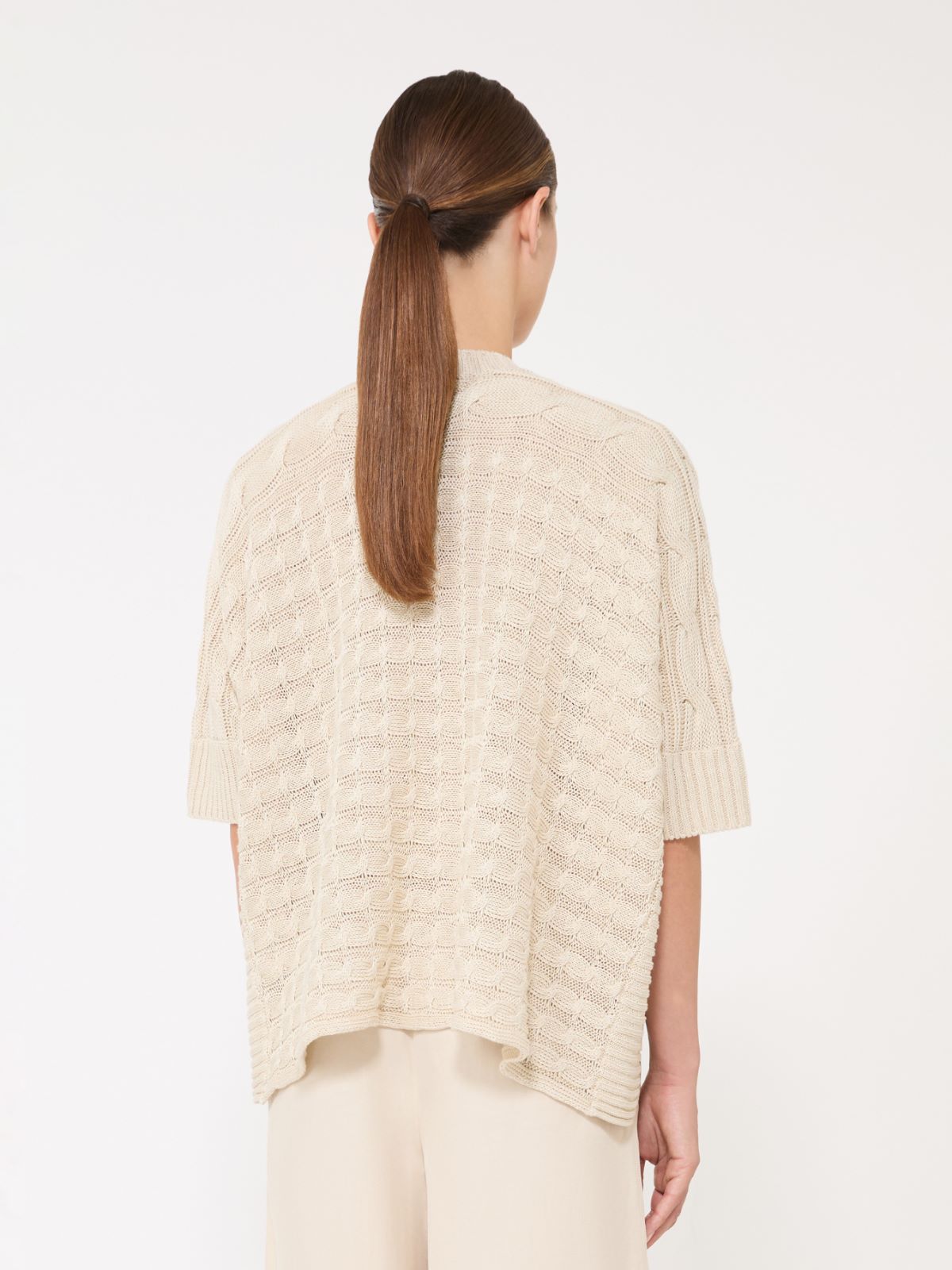 Linen yarn cardigan - BEIGE - 3