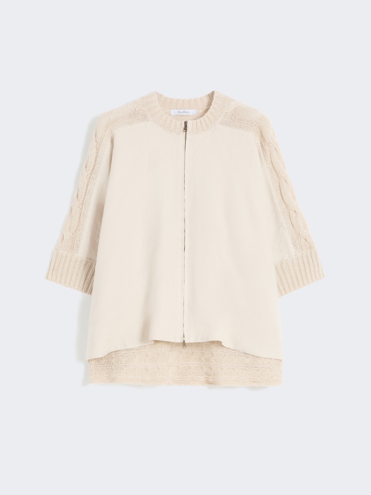 Linen yarn cardigan - BEIGE