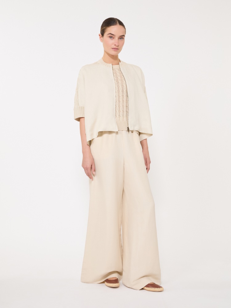 Linen yarn cardigan - BEIGE - 1