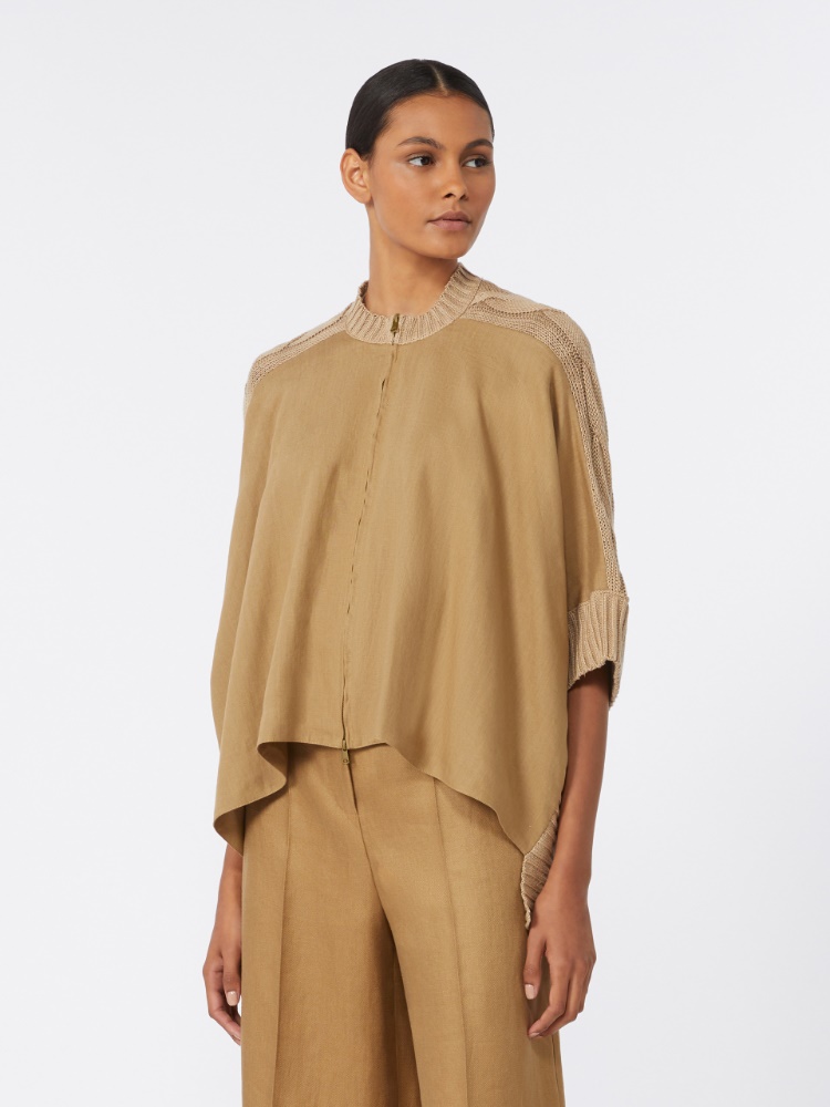 [エレズィア] ピュア リネン バイマテリアル カーディガン - DESERT - 2