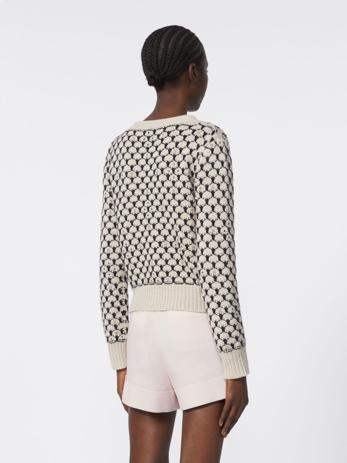 Patterned wool and cashmere cardigan - BEIGE - Max Mara - 5
