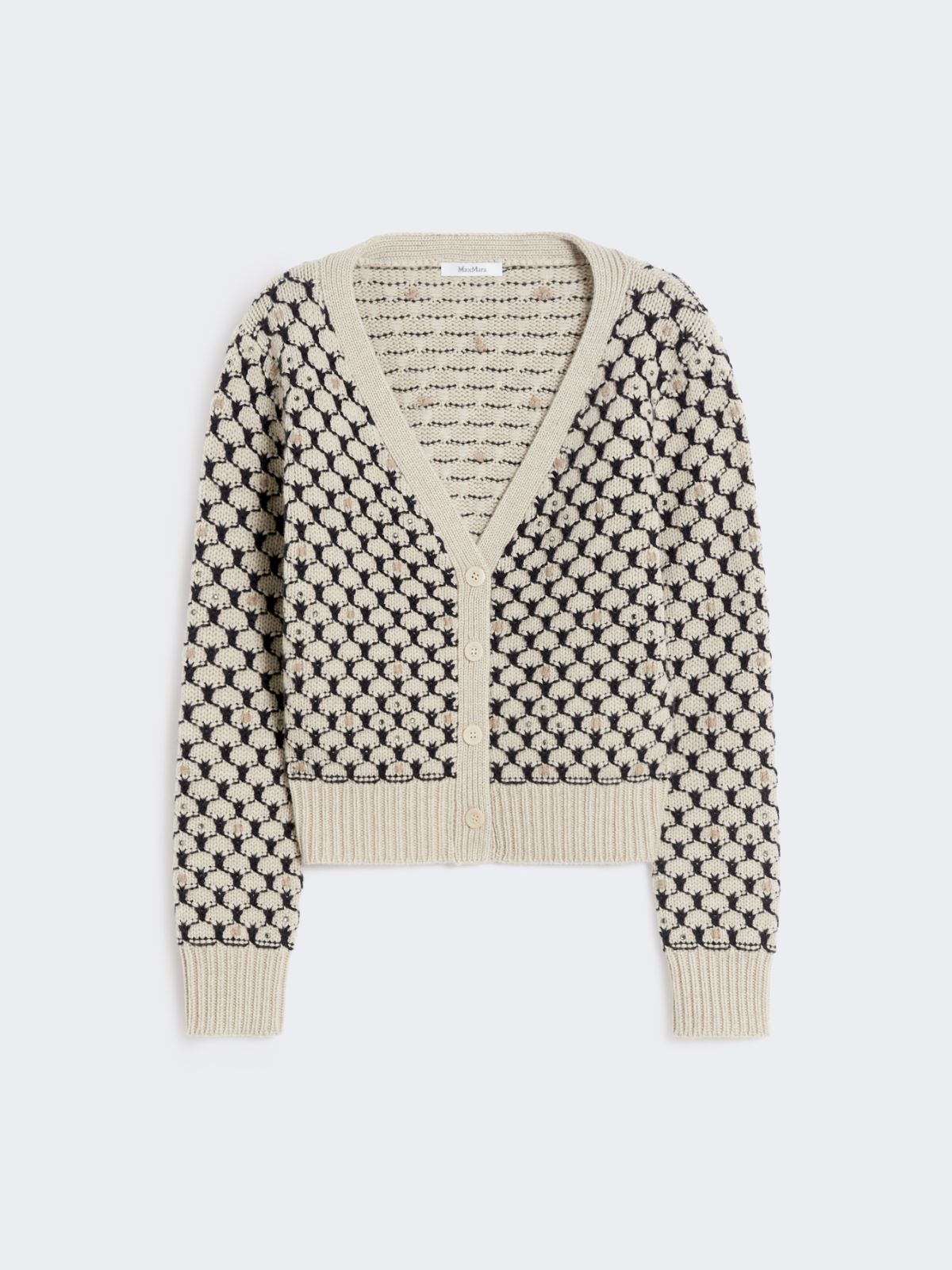 Patterned wool and cashmere cardigan - BEIGE - Max Mara - 5