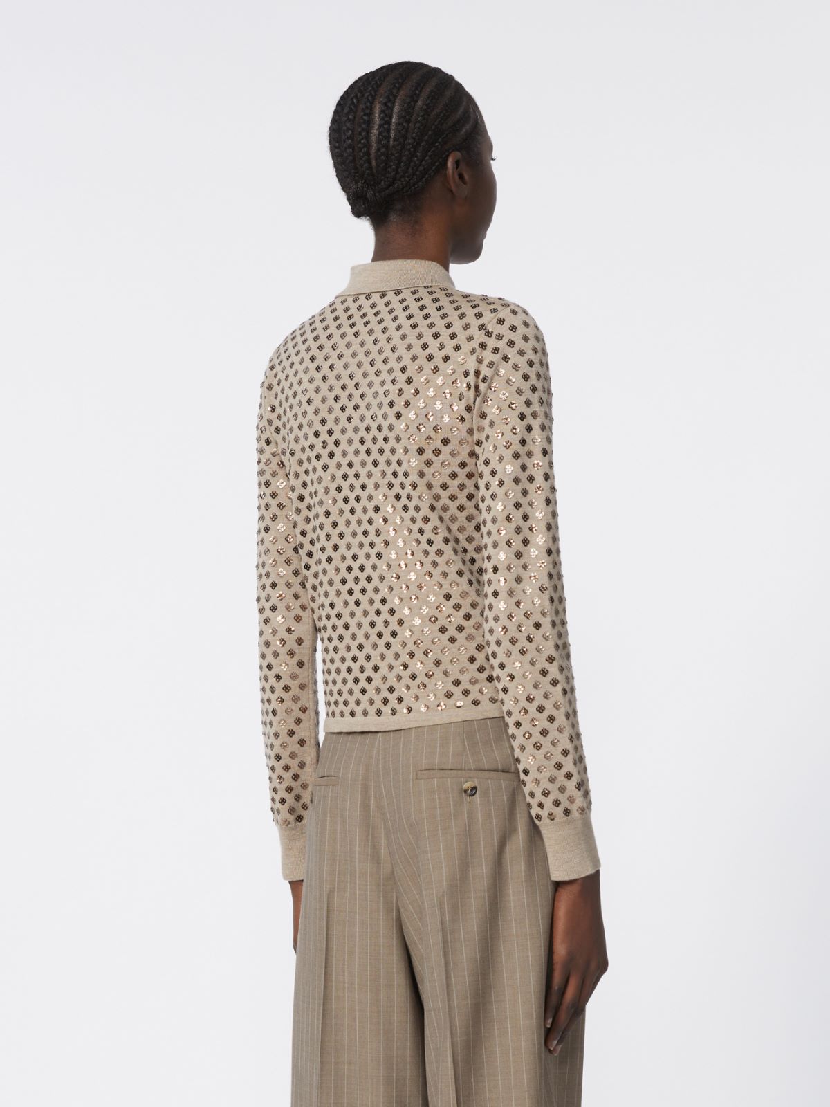 Sequinned wool cardigan - BROWN - Max Mara - 5