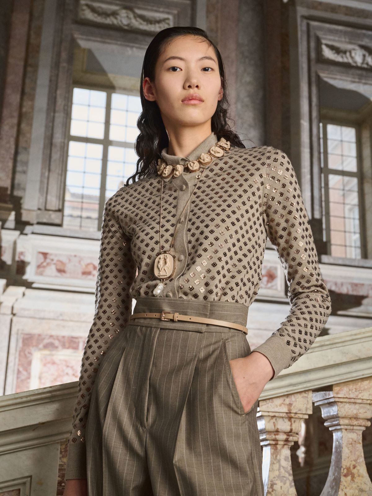 Sequinned wool cardigan - BROWN - Max Mara