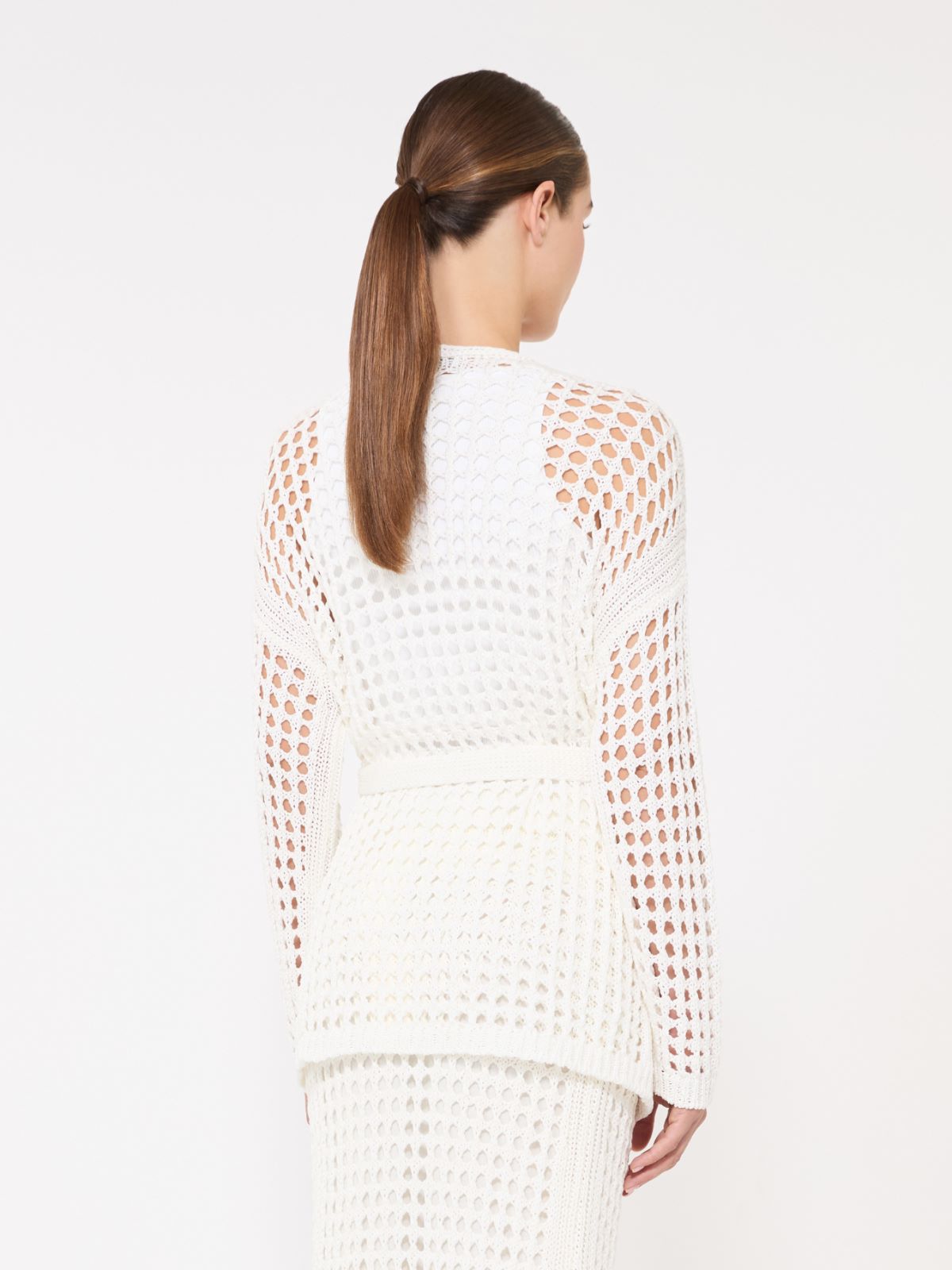 Cardigan aus Baumwoll-Mesh - WEISS - 3