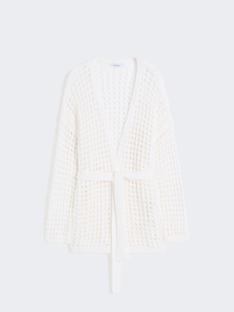 Cardigan aus Baumwoll-Mesh - WEISS - 5