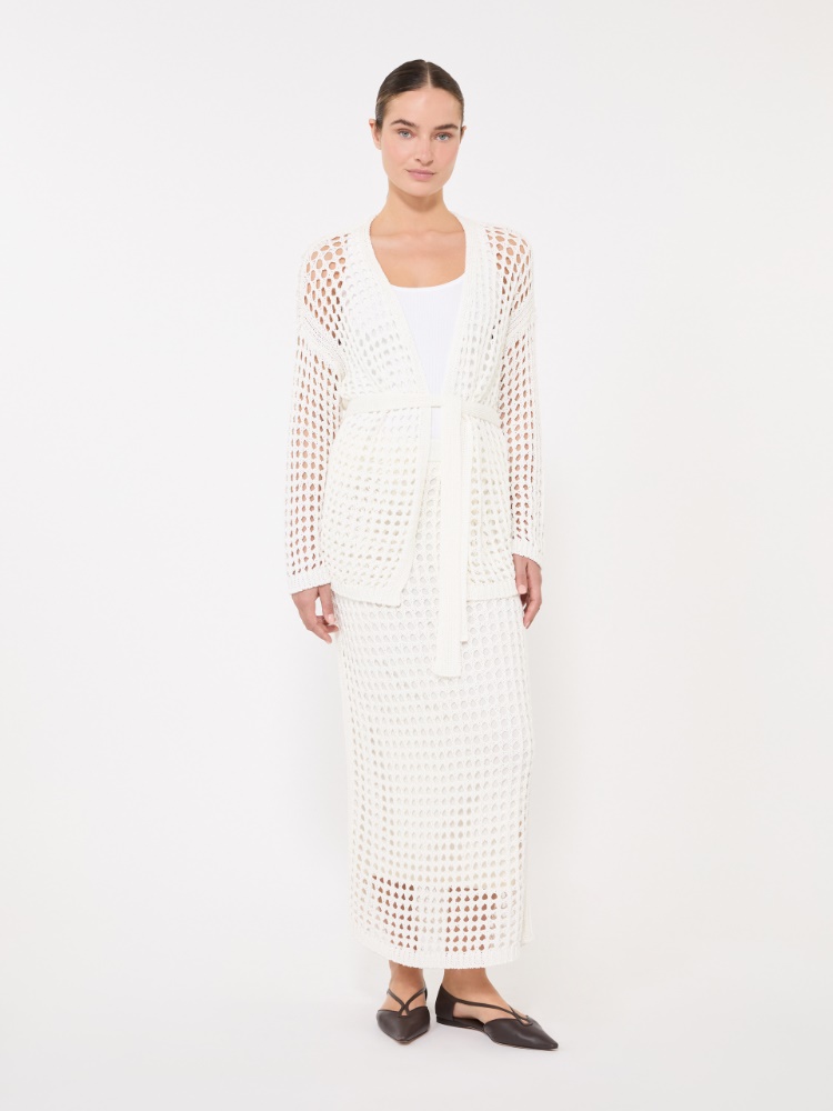 Cardigan aus Baumwoll-Mesh - WEISS