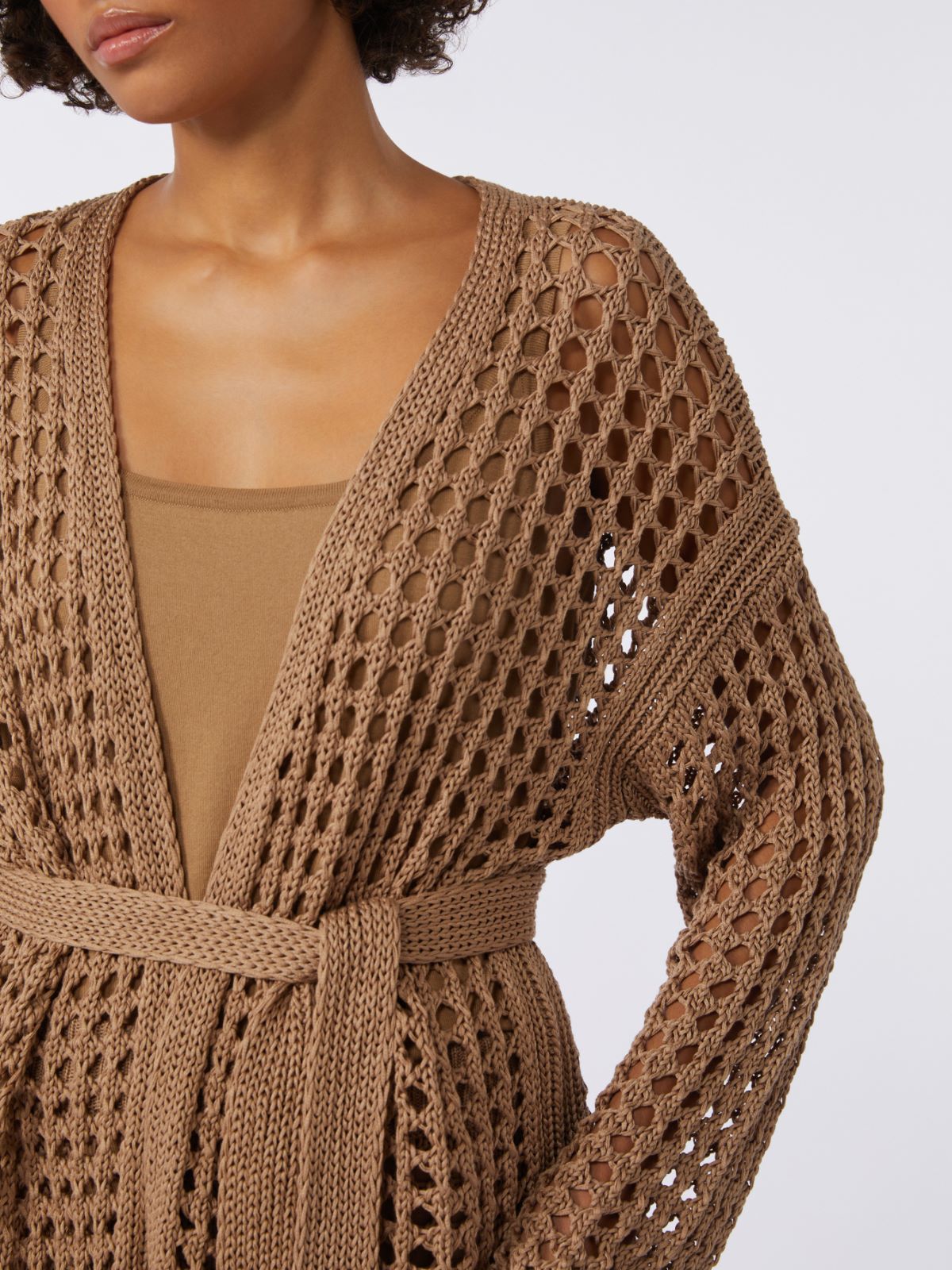 Mesh cotton cardigan - DESERT - Max Mara - 4