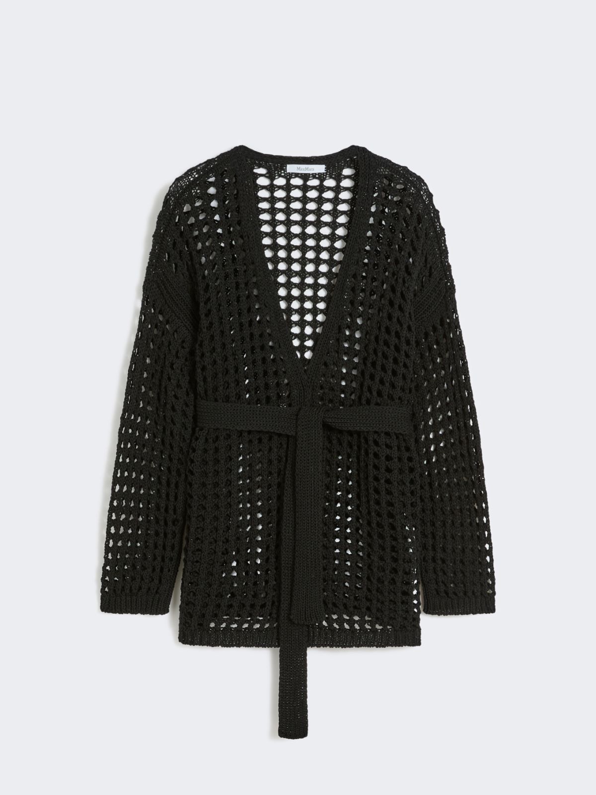 Mesh cotton cardigan - BLACK - 5