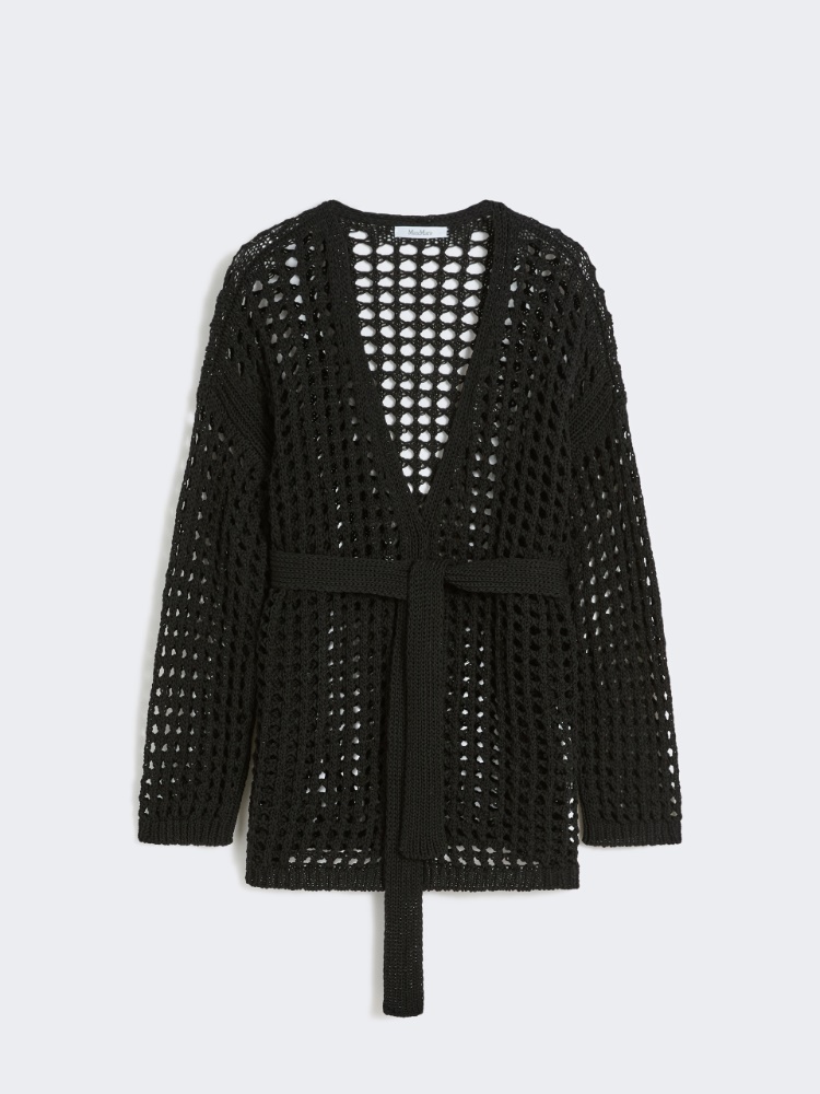 Mesh cotton cardigan - BLACK
