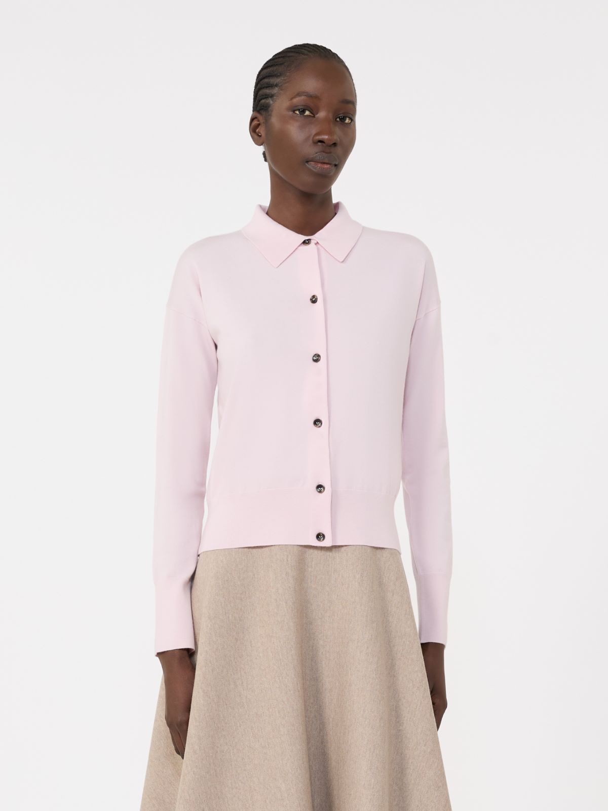 Feminine wool cardigan - PINK - Max Mara - 5
