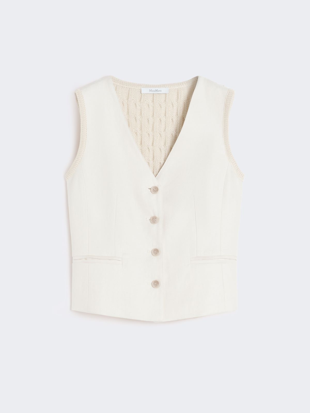 Linen and cable-knit gilet - BEIGE - Max Mara - 5