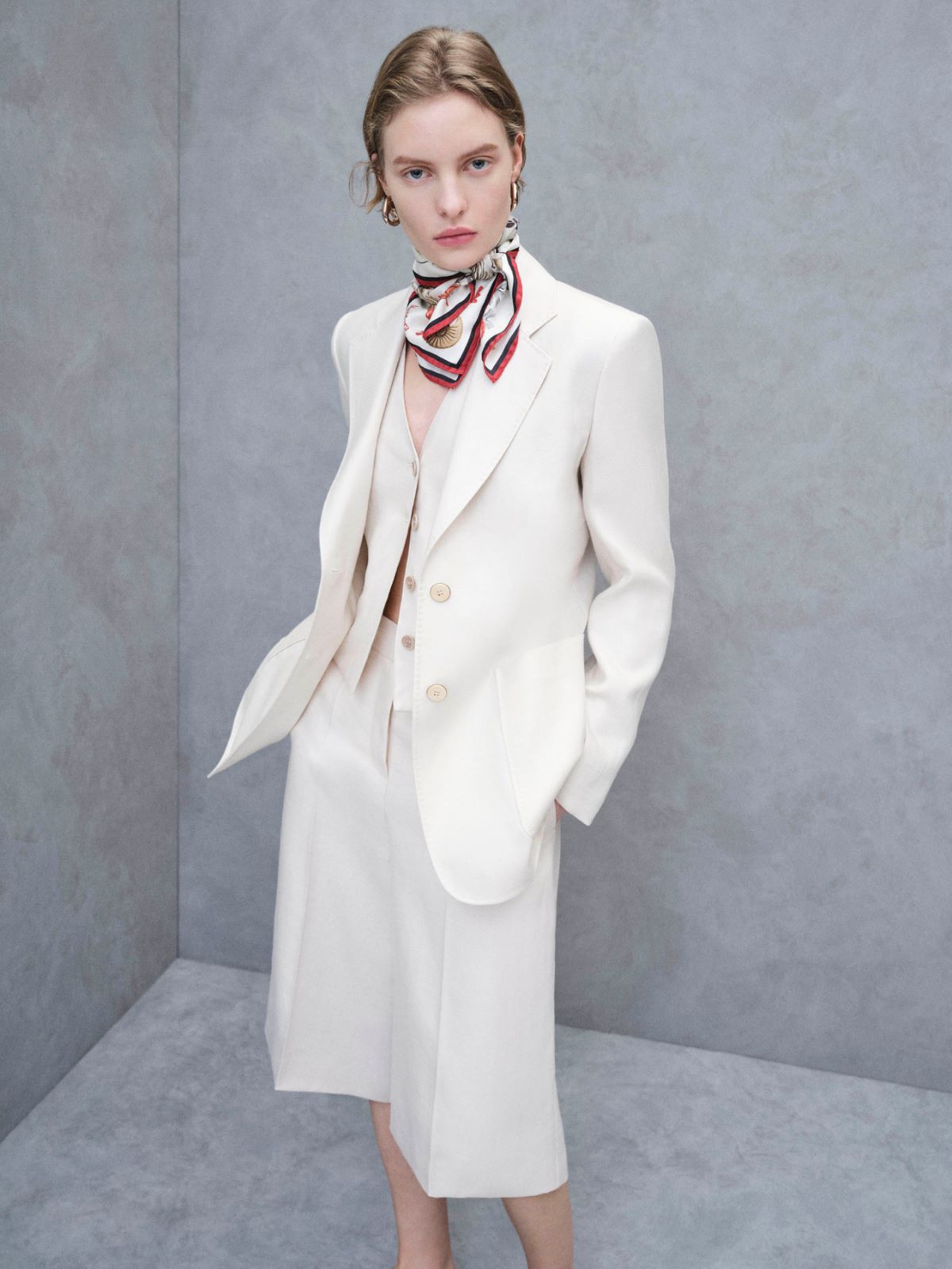 Linen and cable-knit gilet - BEIGE - Max Mara