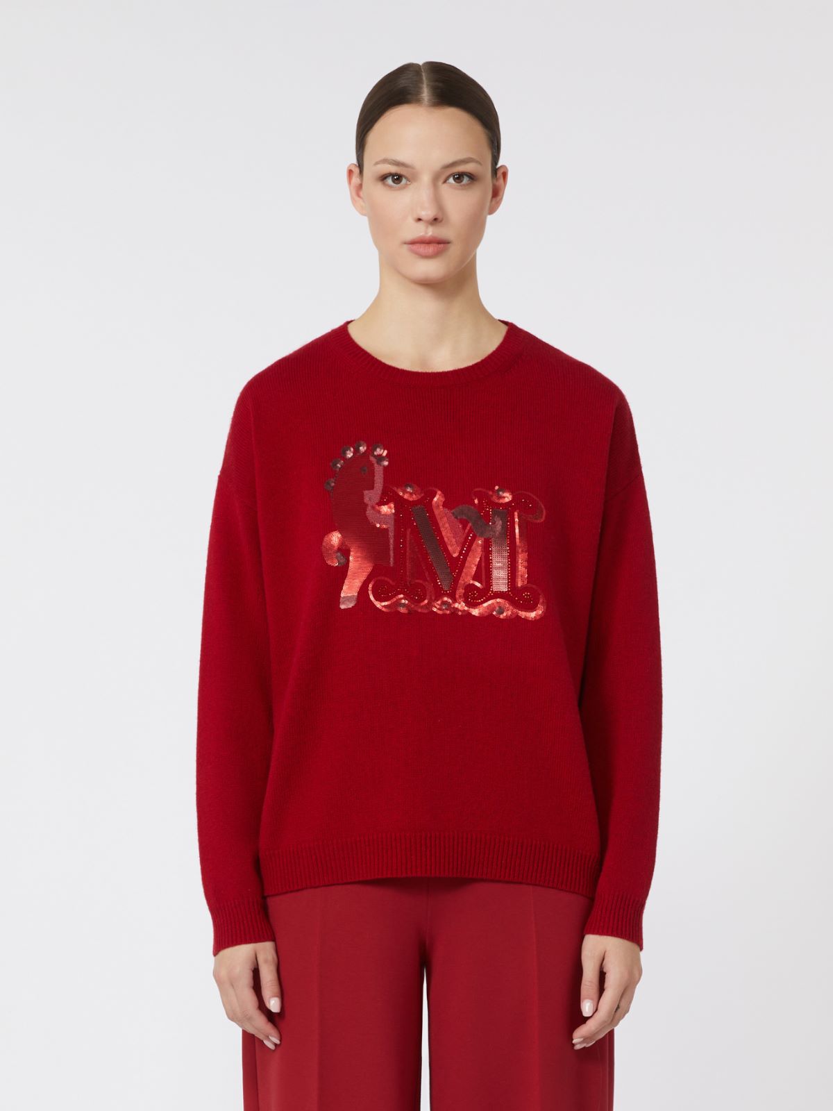 Oversized wool and cashmere sweater - DARK RED - Max Mara - 5