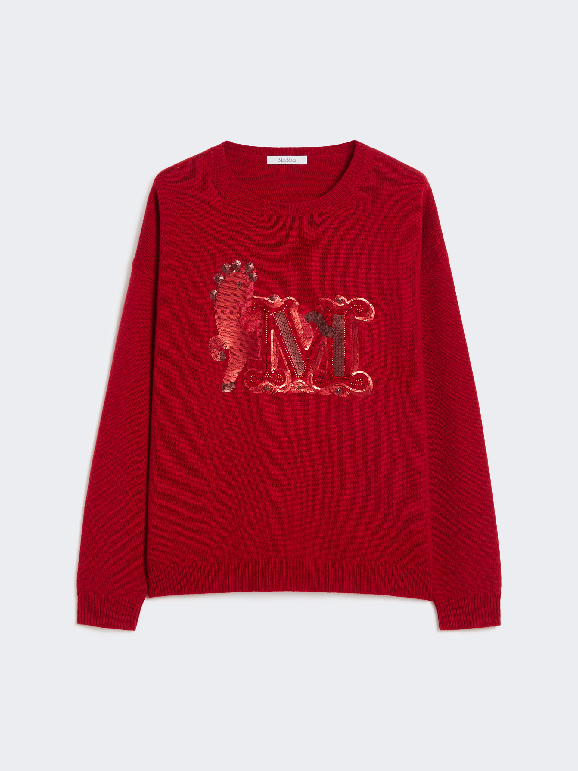 Oversize-Pullover aus Wolle und Kaschmir - DUNKELROT - Max Mara - 5