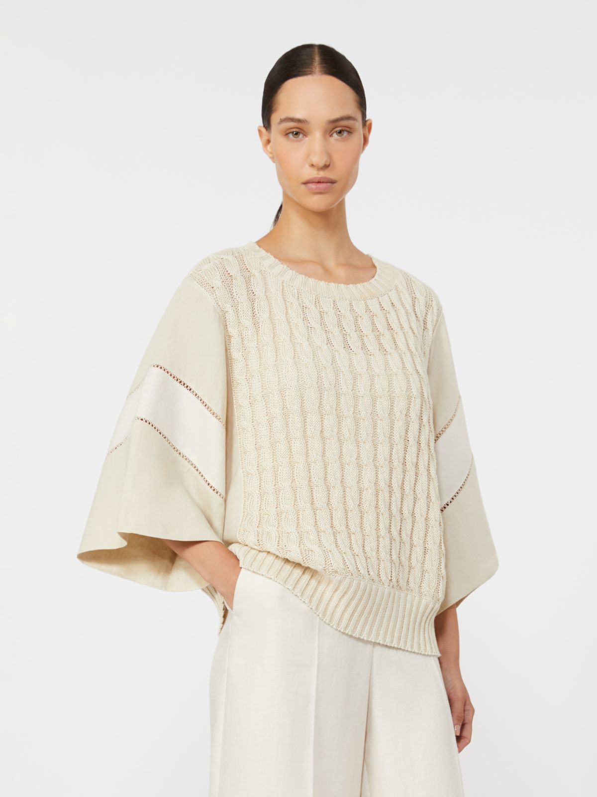 Loose-fit linen yarn sweater - BEIGE - Max Mara - 2