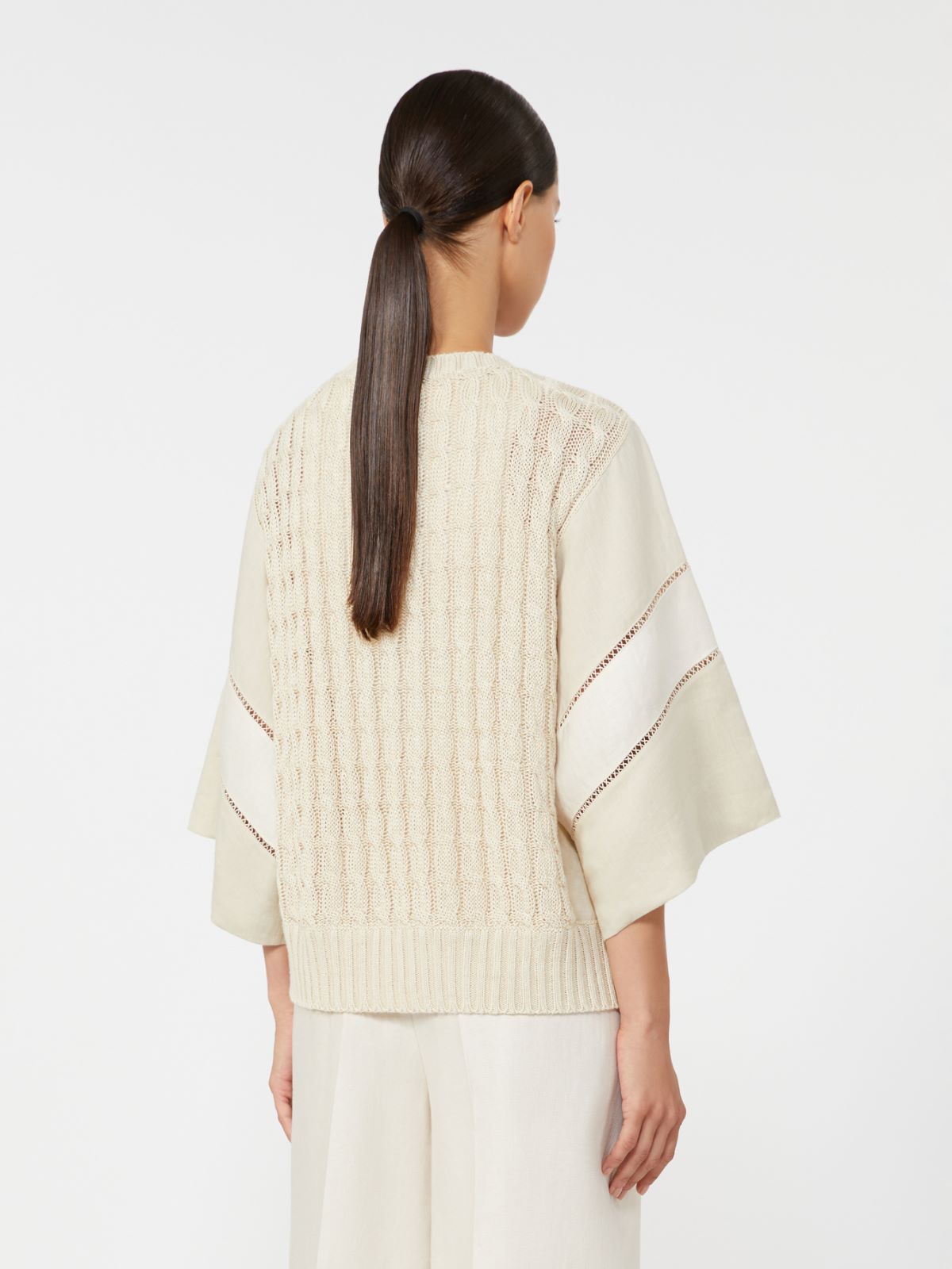 Loose-fit linen yarn sweater - BEIGE - Max Mara - 3