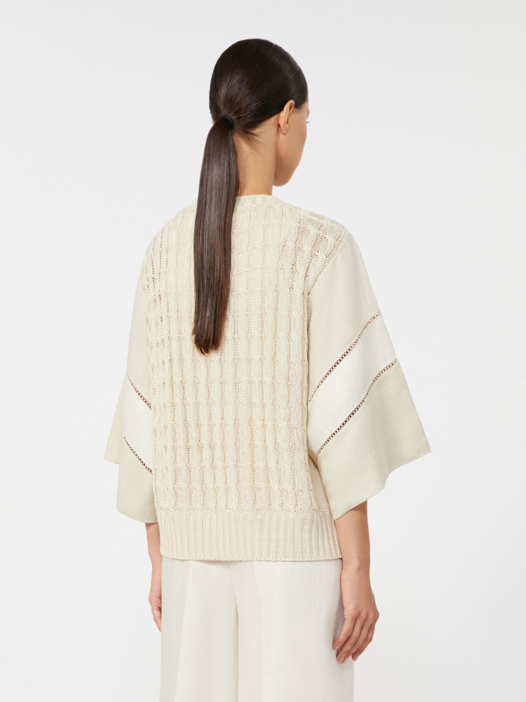 Loose-fit linen yarn sweater - BEIGE - Max Mara - 3