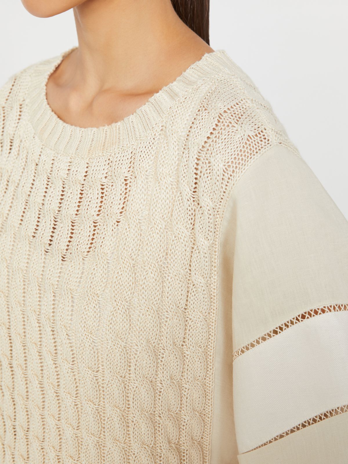 Loose-fit linen yarn sweater - BEIGE - Max Mara - 4