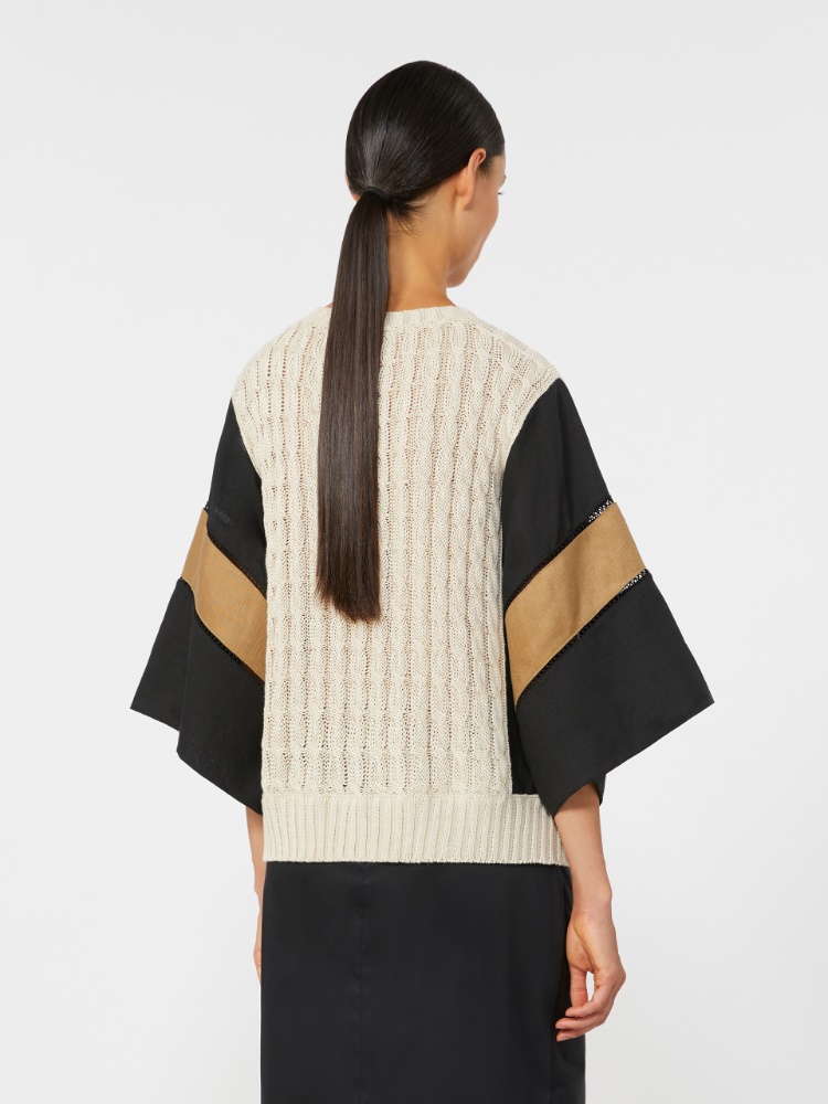 Loose-fit linen yarn sweater - BEIGE - Max Mara - 3