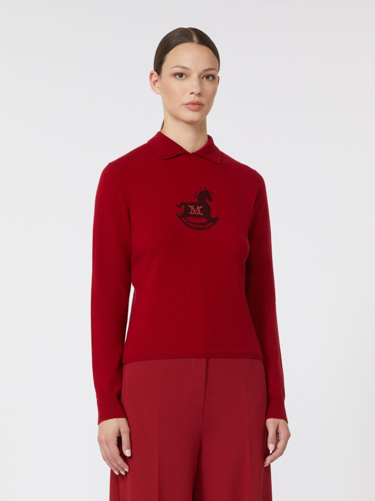 Wool and cashmere slim sweater - DARK RED - Max Mara - 4